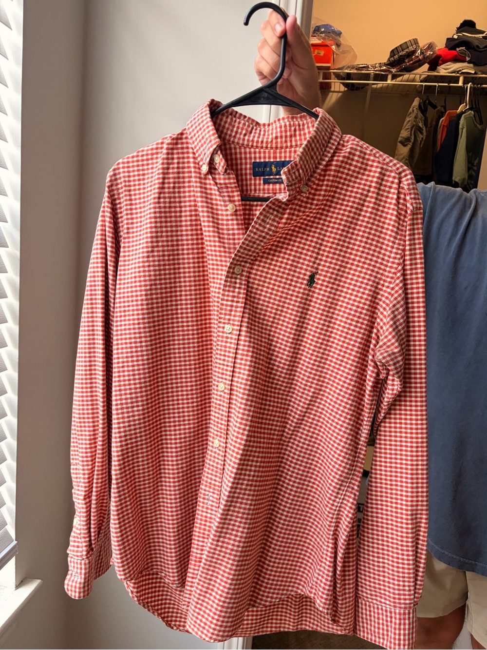 Ralph Lauren Orange/Red and White Gingham Button-Down Shirt